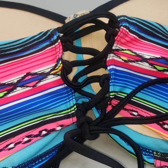 Joe Boxer Large Underwire Padded Bandeau Bikini Top - Picture 6 of 12